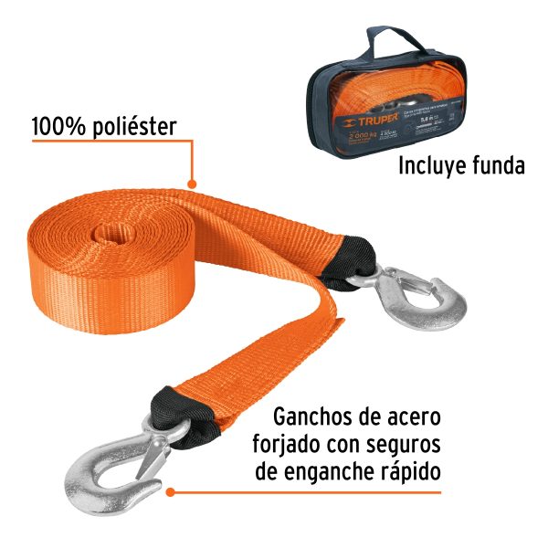 CORREA CON GANCHOS PARA REMOLQUE 48 MM X 5.8 M 4000 KG TRUPER - Imagen 2