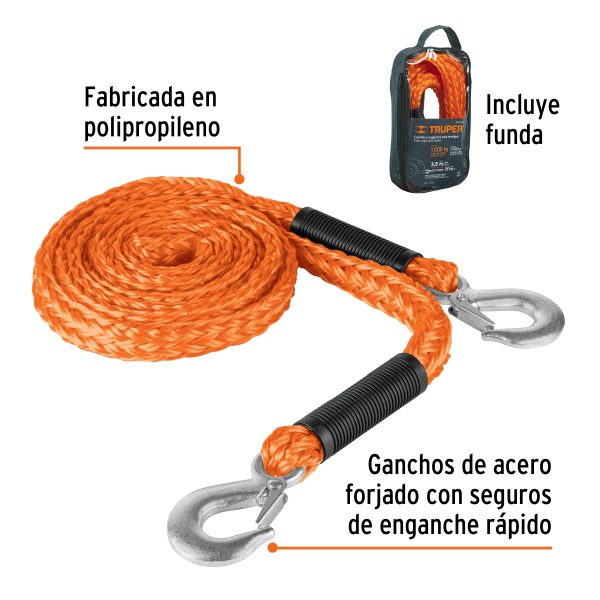 CUERDA CON GANCHOS PARA REMOLQUE 22 MM X 3.5 M 2000 KG TRUPER - Imagen 2