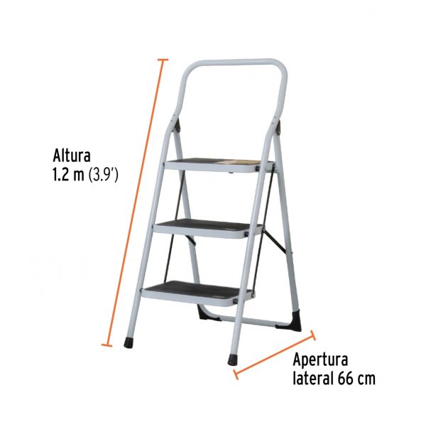 ESCALERA TUBULAR PLEGABLE 3 PELDAÑOS PRETUL - Imagen 3