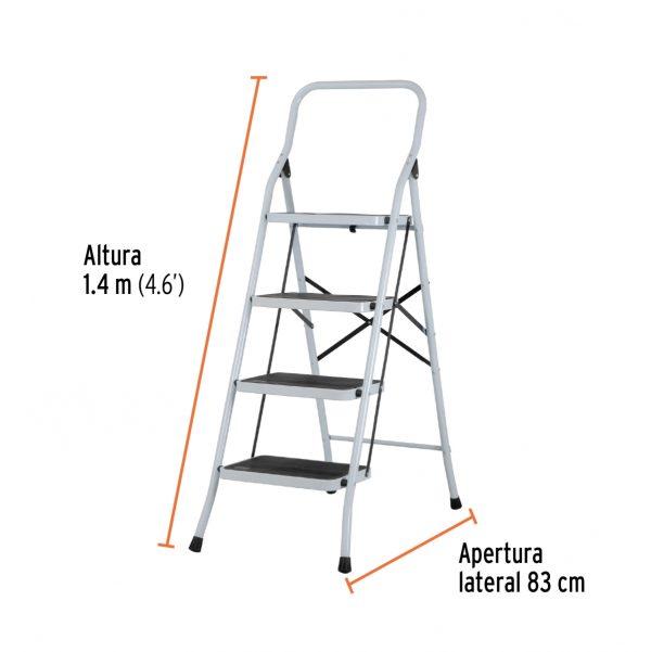 ESCALERA TUBULAR PLEGABLE 4 PELDAÑOS PRETUL - Imagen 3
