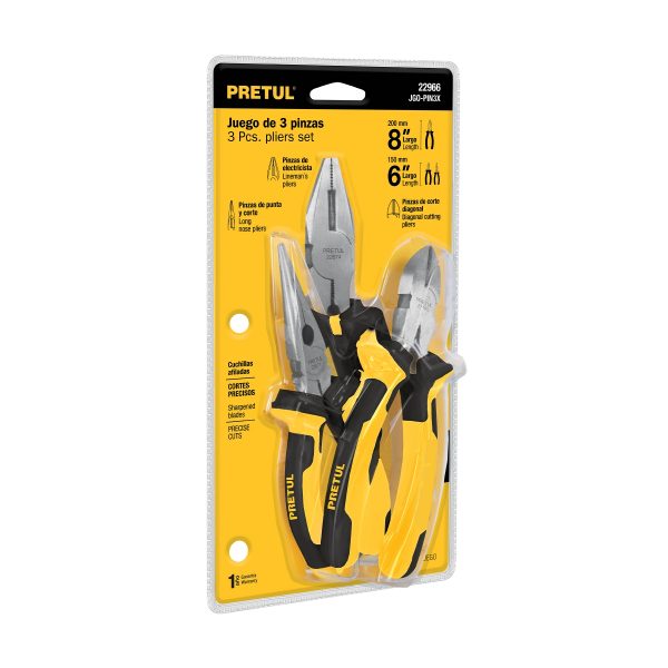 JUEGO DE 3 ALICATES MANGO COMFORT GRIP PRETUL