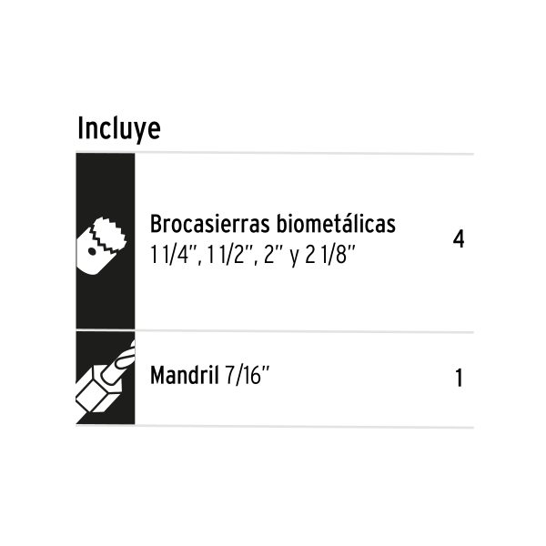 JUEGO DE 4 BROCASIERRAS BIMETALICAS Y 1 MANDRIL TRUPER EXPERT - Imagen 2
