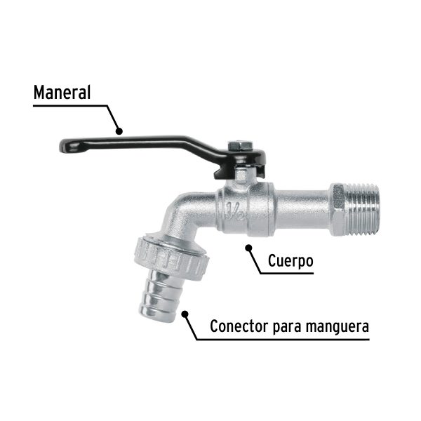 LLAVE DE ESFERA 1/2" DE ZINC PRETUL - Imagen 2
