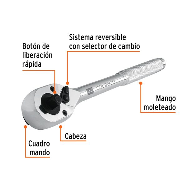 RATCHET DOBLE MANDO 3/8" Y 1/2" TRUPER - Imagen 2