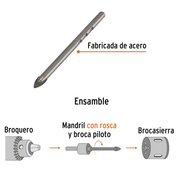 BROCA PILOTO DE 1/4" PARA BROCASIERRAS DIAMANTE TRUPER - Imagen 2