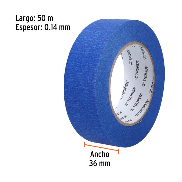 CINTA DE ENMASCARAR AZUL 1-1/2" X 50 M TRUPER - Imagen 2