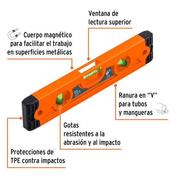 NIVEL TORPEDO MAGNETICO DE 9" TRUPER - Imagen 2