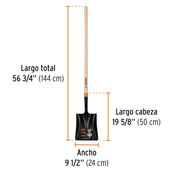 PALA CUADRADA T-2000 MANGO LARGO 45" TRUPER - Imagen 2