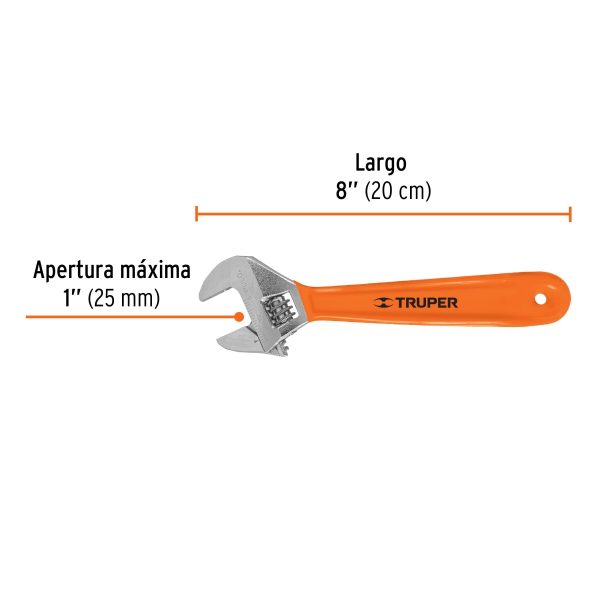 LLAVE EXPANSIVA 8" CROMADA MANGO DE PVC TRUPER - Imagen 2