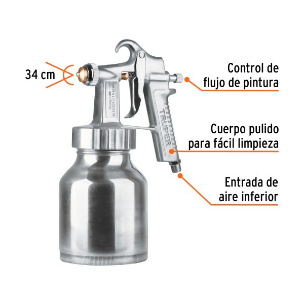 PISTOLA PARA PINTAR BAJA PRESION PULIDA ENTRADA INFERIOR TRUPER - Imagen 2