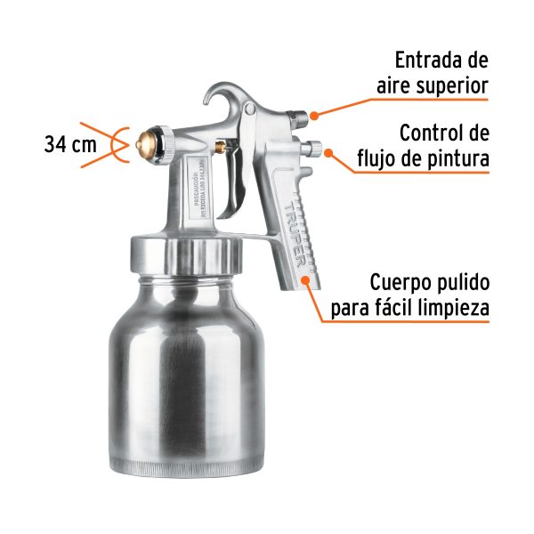 PISTOLA PARA PINTAR BAJA PRESION PULIDA ENTRADA SUPERIOR TRUPER - Imagen 2