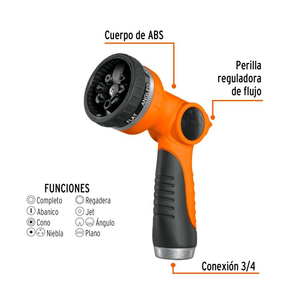 PISTOLA PARA RIEGO 8 FUNCIONES PLASTICA TRUPER - Imagen 2