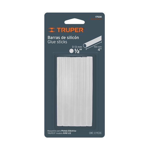 BLISTER CON 12 BARRAS DE SILICONA DE 1/2" TRUPER