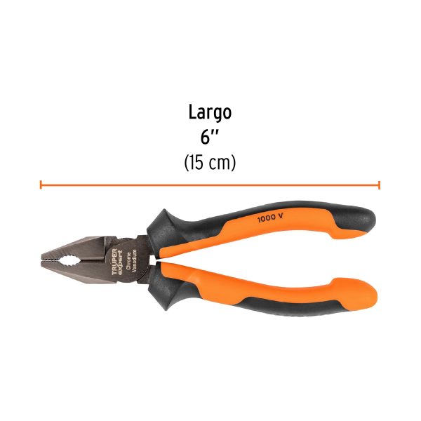ALICATE PARA ELECTRICISTA 6" MANGO COMFORT GRIP TRUPER EXPERT - Imagen 2