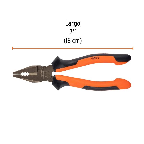 ALICATE PARA ELECTRICISTA 7" MANGO COMFORT GRIP TRUPER EXPERT - Imagen 2