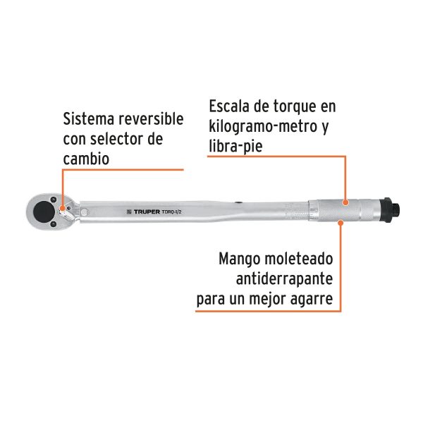TORQUIMETRO DE TRUENO 2 LECTURAS CUADRO 1/2" TRUPER - Imagen 2