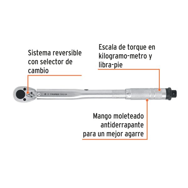 TORQUIMETRO DE TRUENO 2 LECTURAS MANDO 3/8" TRUPER - Imagen 2