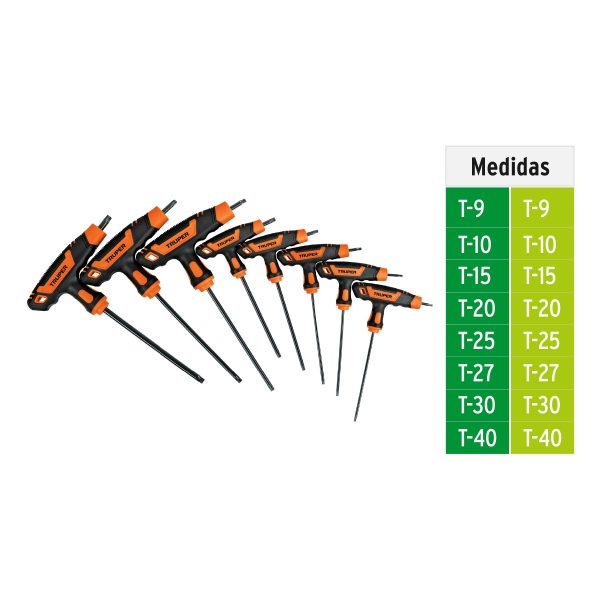 JUEGO DE 8 LLAVES TORX EXTRALARGAS CON MANGO T TRUPER - Imagen 2