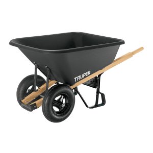 CARRETILLA PLASTICA 8 FT3 DOBLE RUEDA MANGOS DE MADERA TRUPER
