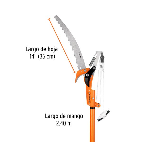 CORTADOR DE RAMAS ALTAS MANGO TELESCOPICO 2.4 M EN ALUMINIO TRUPER - Imagen 2