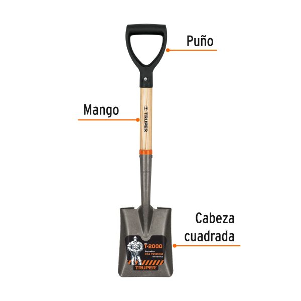 PALA JARDINERA CUADRADA MANGO DE MADERA TRUPER - Imagen 2
