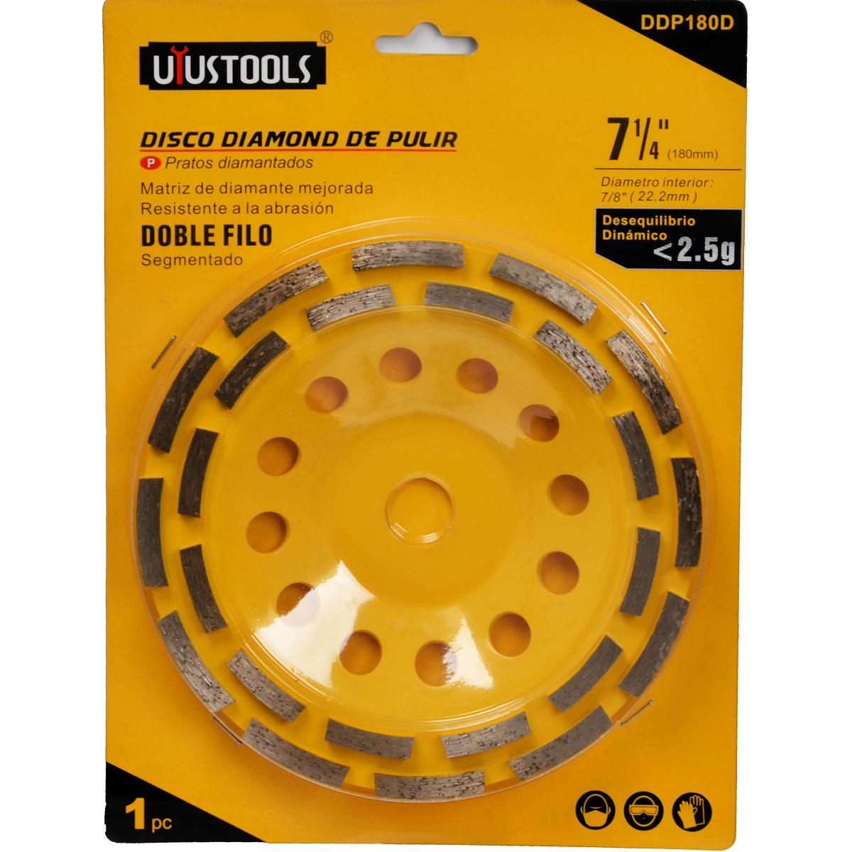 DISCO COPA DIAMOND DE PULIR DOBLE FILO 7-1/4" UYUSTOOLS - Imagen 2