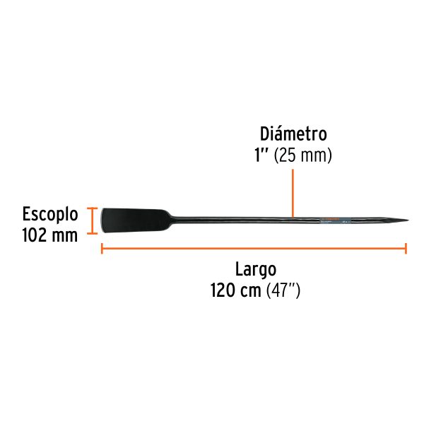 BARRA CAVADORA 1" X 120 CM ESCOPLO 102 MM TRUPER - Imagen 2