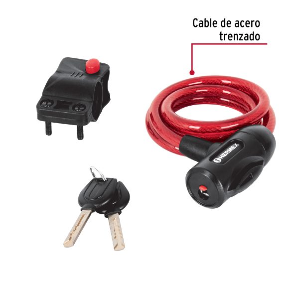 CANDADO DE CABLE CON LLAVE 10 MM X 1 M HERMEX - Imagen 2
