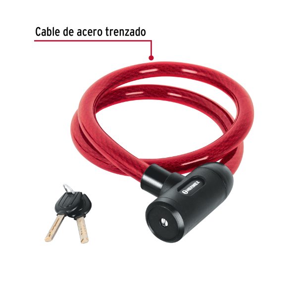 CANDADO DE CABLE CON LLAVE 20 MM X 1.20 M HERMEX - Imagen 2