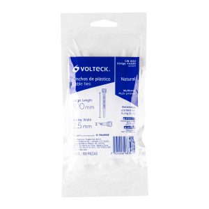 BOLSA CON 100 AMARRES PLASTICOS 18 LB 100 X 2.5 MM NATURAL VOLTECK