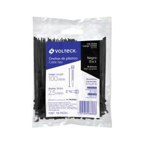 BOLSA CON 100 AMARRES PLASTICOS 18 LB 100 X 2.5 MM NEGROS VOLTECK