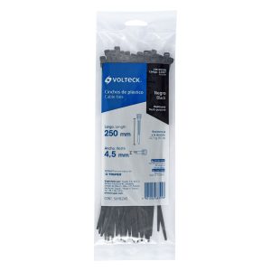 BOLSA CON 50 AMARRES PLASTICOS 50 LB 250 X 4.5 MM NEGROS VOLTECK