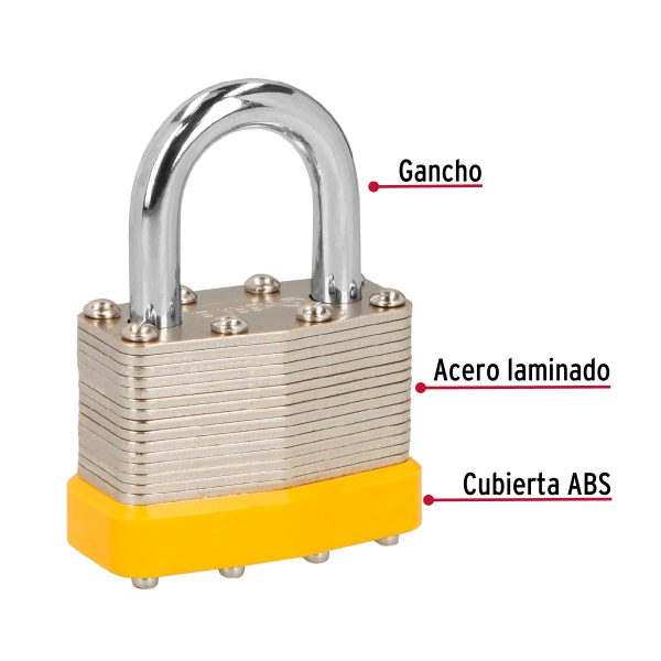 CANDADO LAMINADO 45 MM GANCHO CORTO HERMEX - Imagen 2