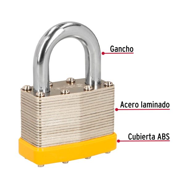 CANDADO LAMINADO 50 MM GANCHO CORTO HERMEX - Imagen 2