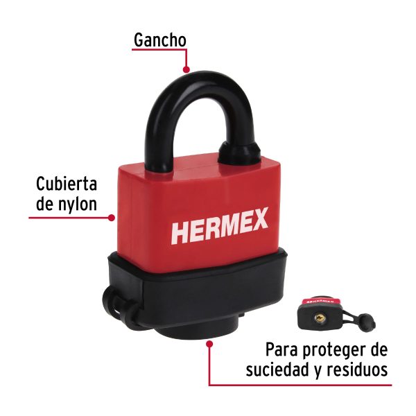 CANDADO LAMINADO RECUBIERTO DE PVC 40 MM HERMEX - Imagen 2