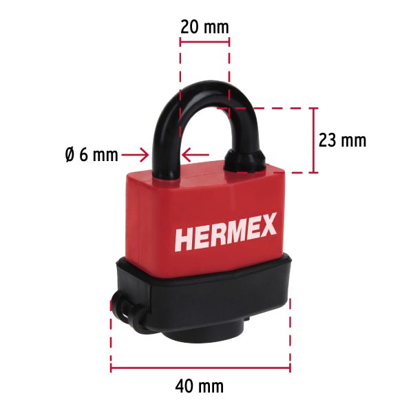CANDADO LAMINADO RECUBIERTO DE PVC 40 MM HERMEX - Imagen 3