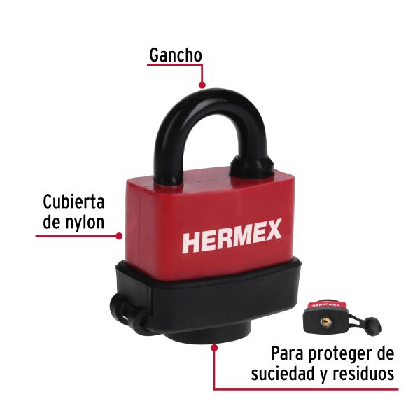 CANDADO LAMINADO RECUBIERTO DE PVC 50 MM HERMEX - Imagen 2