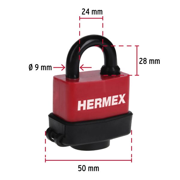 CANDADO LAMINADO RECUBIERTO DE PVC 50 MM HERMEX - Imagen 3