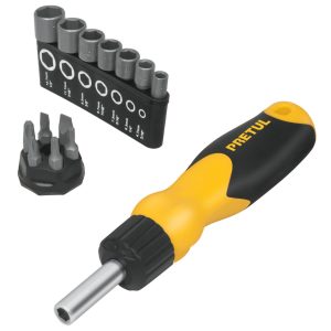 DESTORNILLADOR TIPO RATCHET CON 6 PUNTAS Y 7 COPAS PRETUL