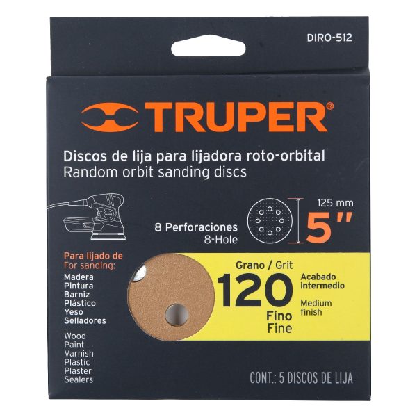 CAJA CON 5 DISCOS DE LIJA 5" GRANO 120 TRUPER - Imagen 2