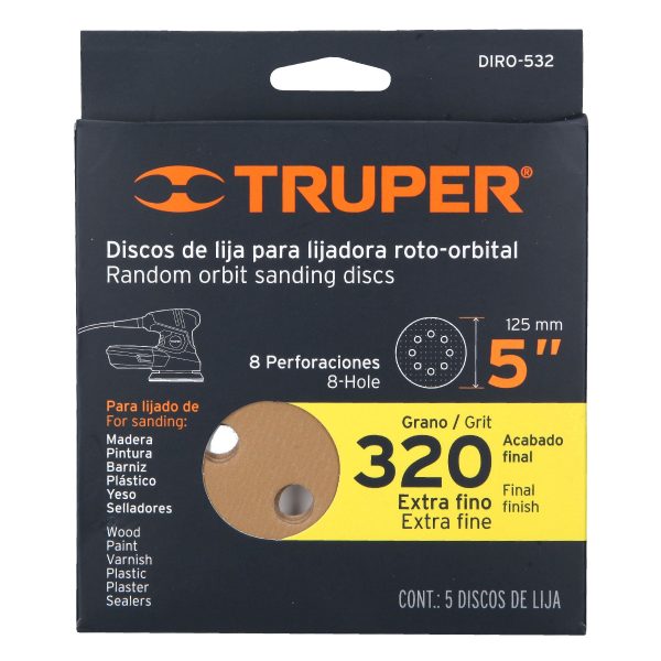CAJA CON 5 DISCOS DE LIJA 5" GRANO 320 TRUPER - Imagen 2