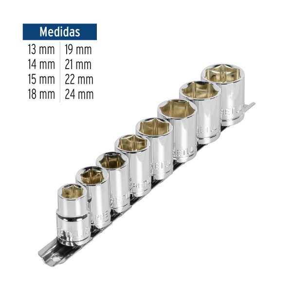 JUEGO DE 8 COPAS CUADRO 1/2" METRICAS PRETUL - Imagen 2