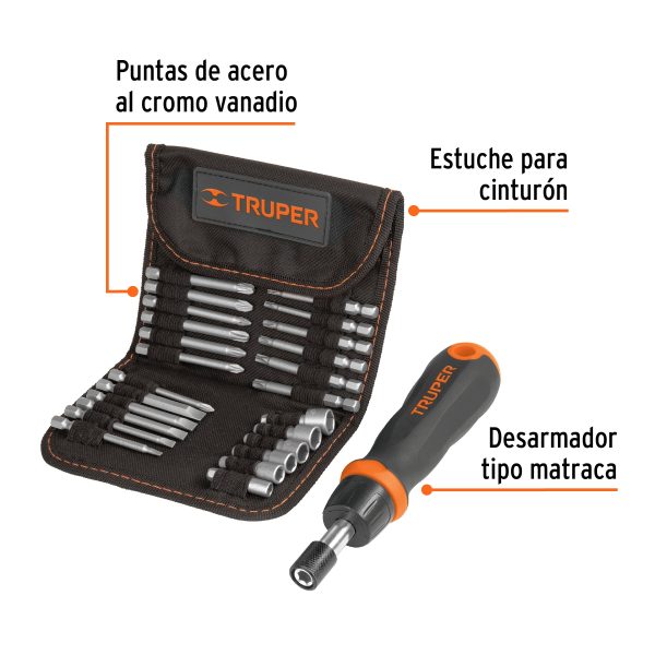 DESTORNILLADOR TIPO RATCHET CON 18 PUNTAS Y 6 COPAS TRUPER - Imagen 2