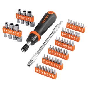 DESTORNILLADOR TIPO RATCHET CON 42 PUNTAS 14 COPAS Y EXTENSION TRUPER