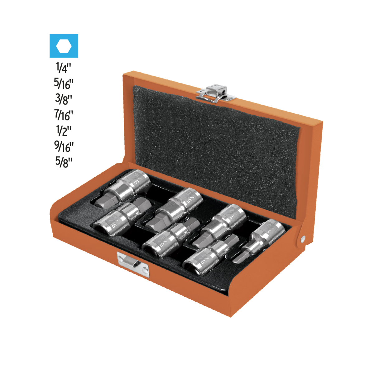 JUEGO DE 7 COPAS 1/2" PUNTA BRISTOL EN PULGADAS TRUPER - Imagen 3
