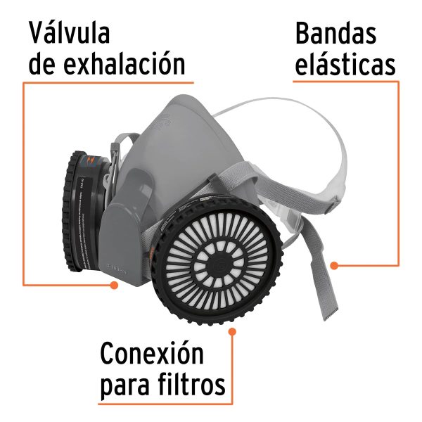 RESPIRADOR PROFESIONAL CON CARTUCHOS PINTURA Y PESTICIDA TRUPER - Imagen 2