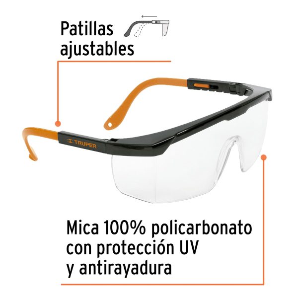 LENTES DE SEGURIDAD AJUSTABLES TRANSPARENTES TRUPER CLASSIC - Imagen 2