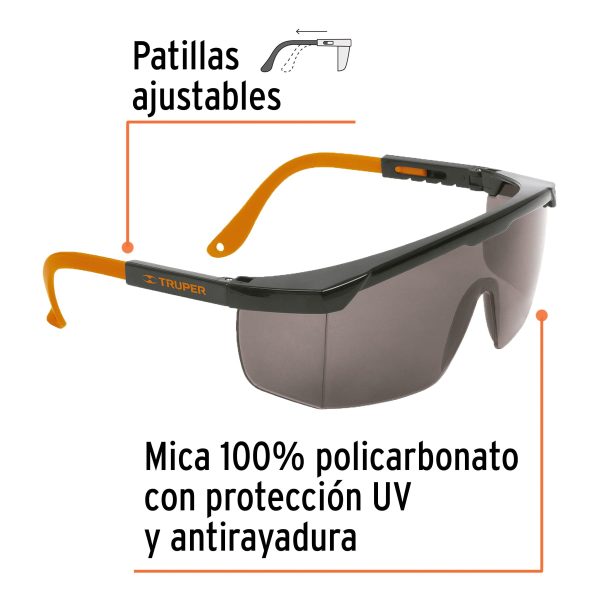 LENTES DE SEGURIDAD AJUSTABLES OSCUROS TRUPER CLASSIC - Imagen 2