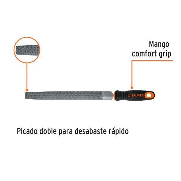 LIMA MEDIA CAÑA BASTARDA 10" CON MANGO TRUPER - Imagen 2