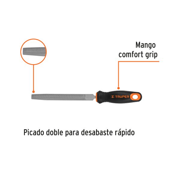 LIMA MEDIA CAÑA BASTARDA 6" CON MANGO TRUPER - Imagen 2